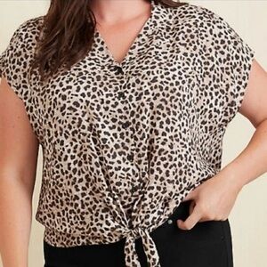 Torrid Animal Print Tie-Front Blouse